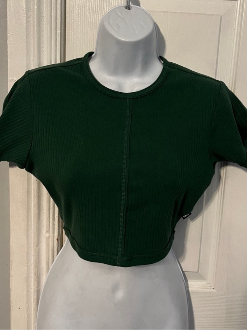 Vans Waverly Green Ribbed Fitted Crop Top - Women Tops